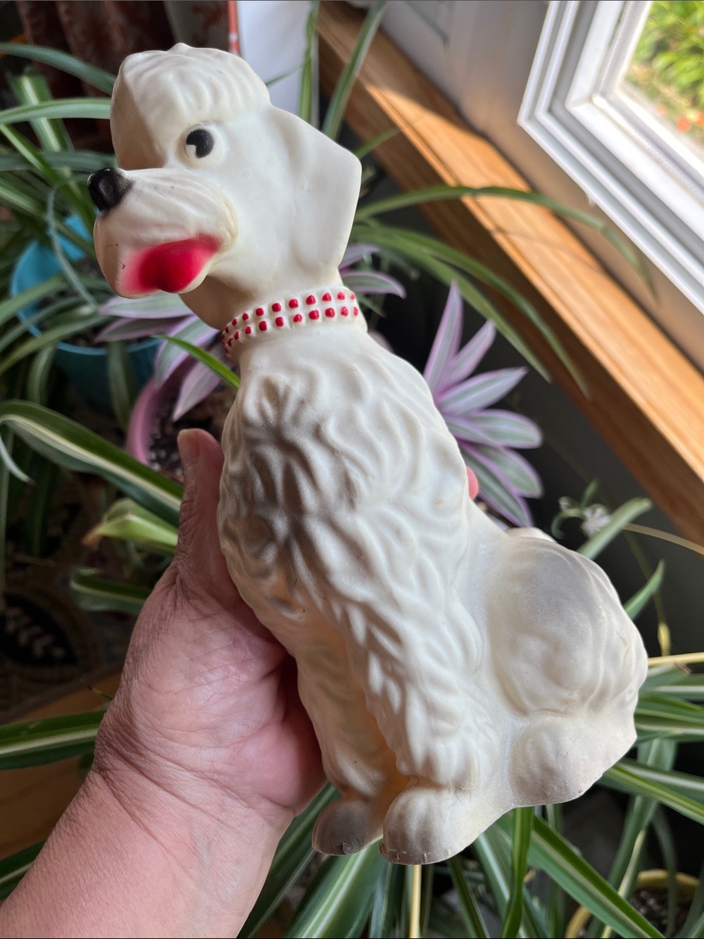 Vtg Nan San POODLE Dog Lamp Base Only Hard Plastic MCM Rockland Mass *READ*